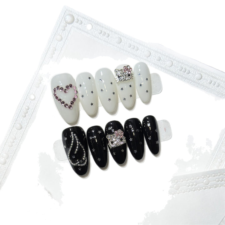 Elegant Starry Night Art Press-On Nail Set Bowlift