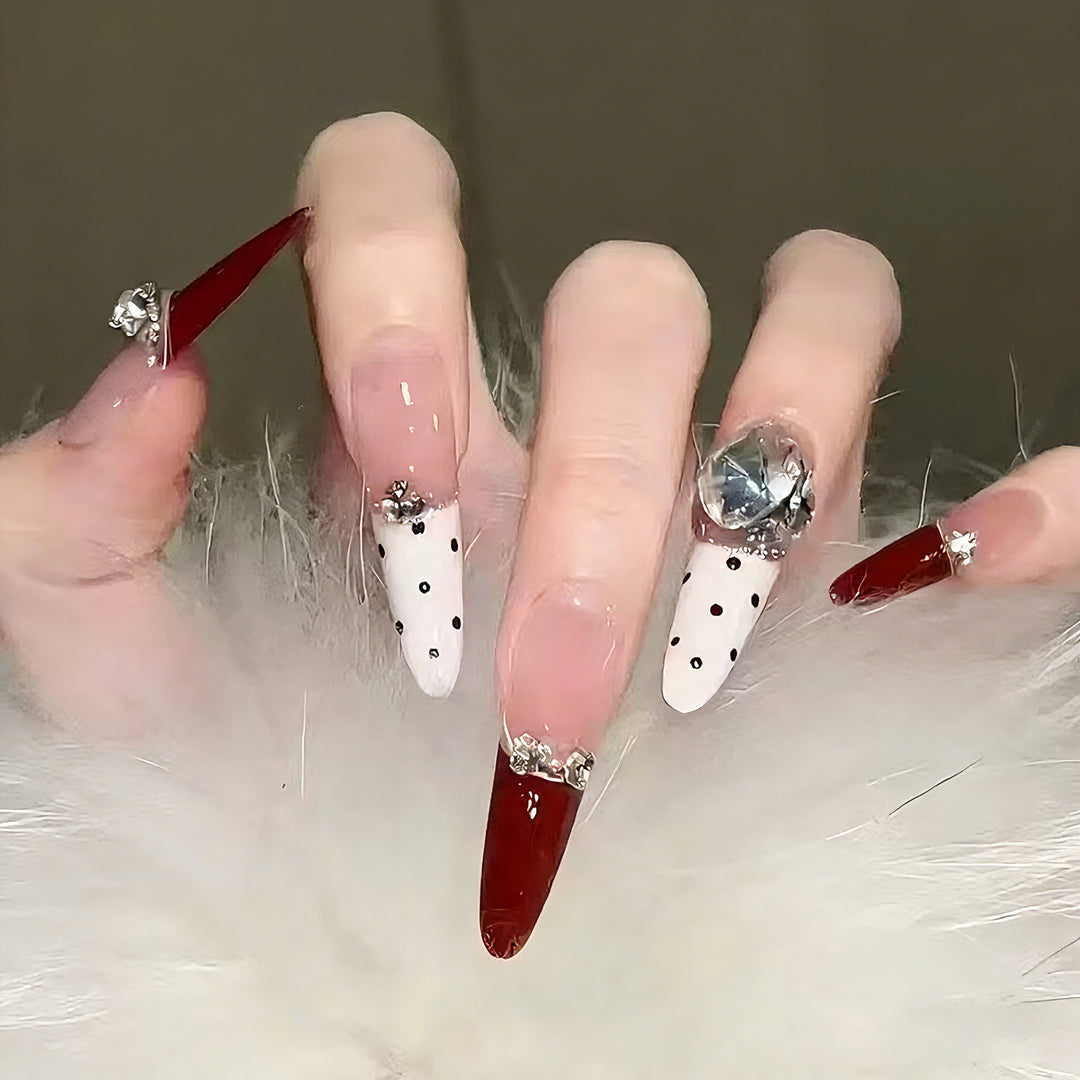 Glamorous artificial nail designs with crystal embellishments Bowlift