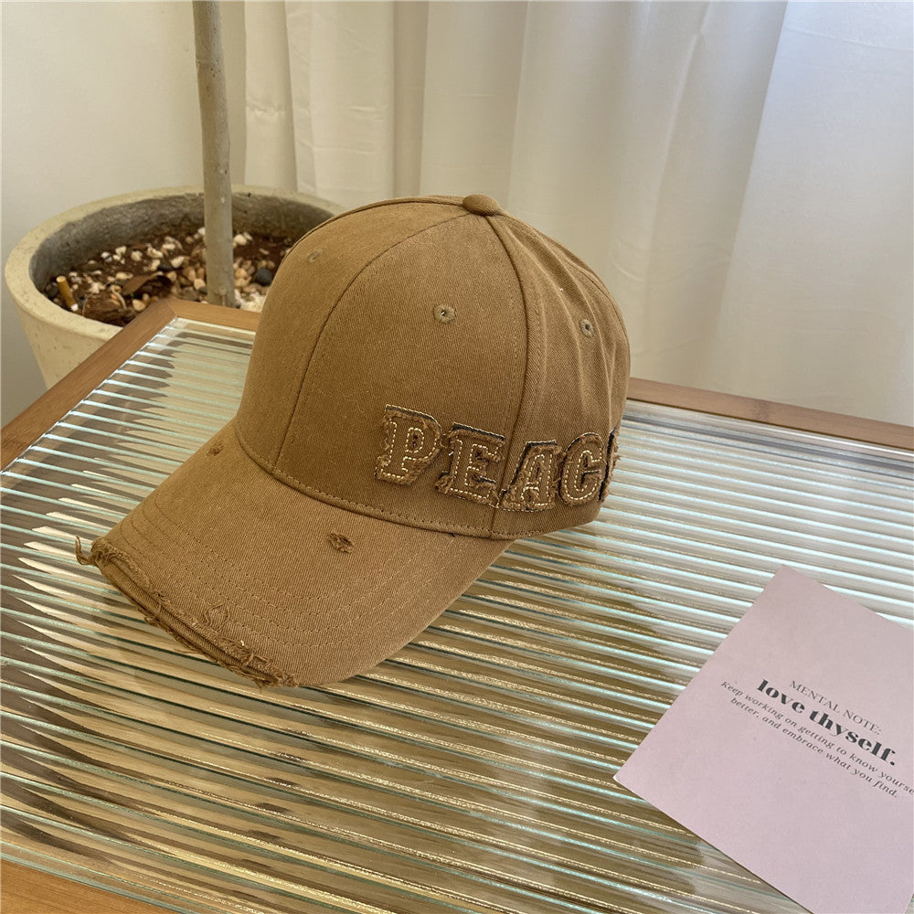 Women's Distressed Graphic Peace Baseball Cap Bowlift