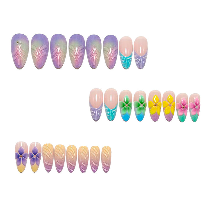 Artificial nails in floral and transparent design Bowlift