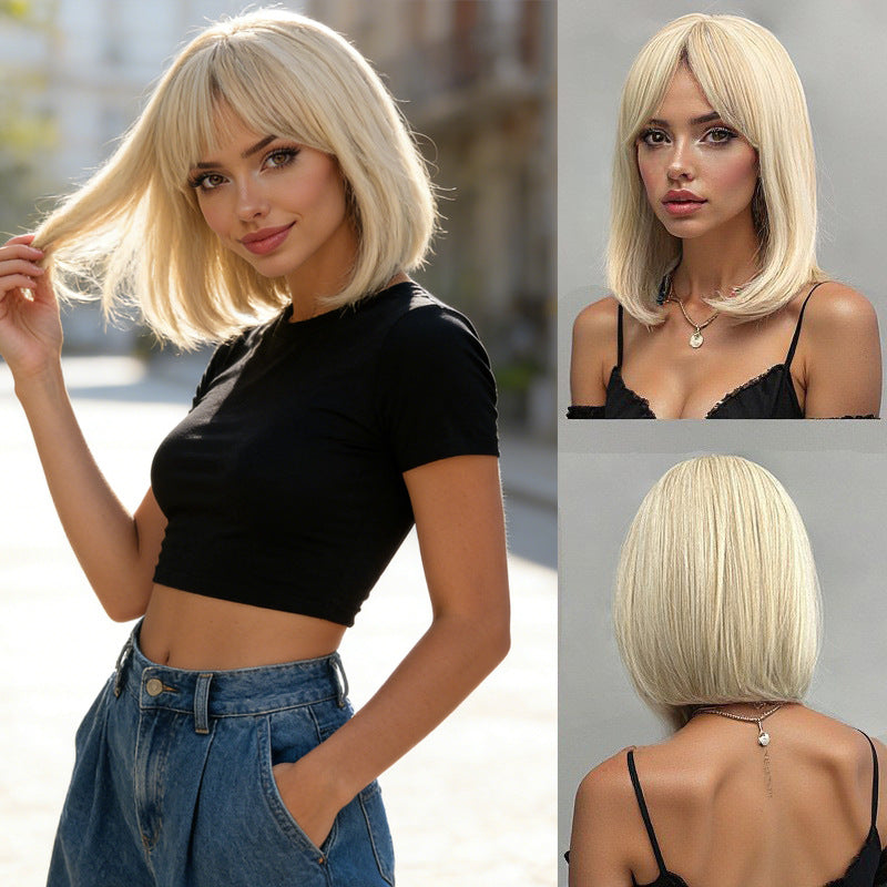 Shoulder-Length Straight Bob Lace-Front Heat-Resistant Synthetic Wig