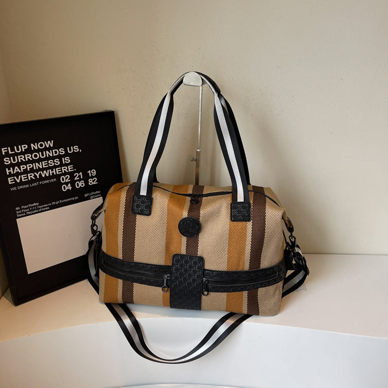 Stylish Striped Weekend Duffel Bag Bowlift