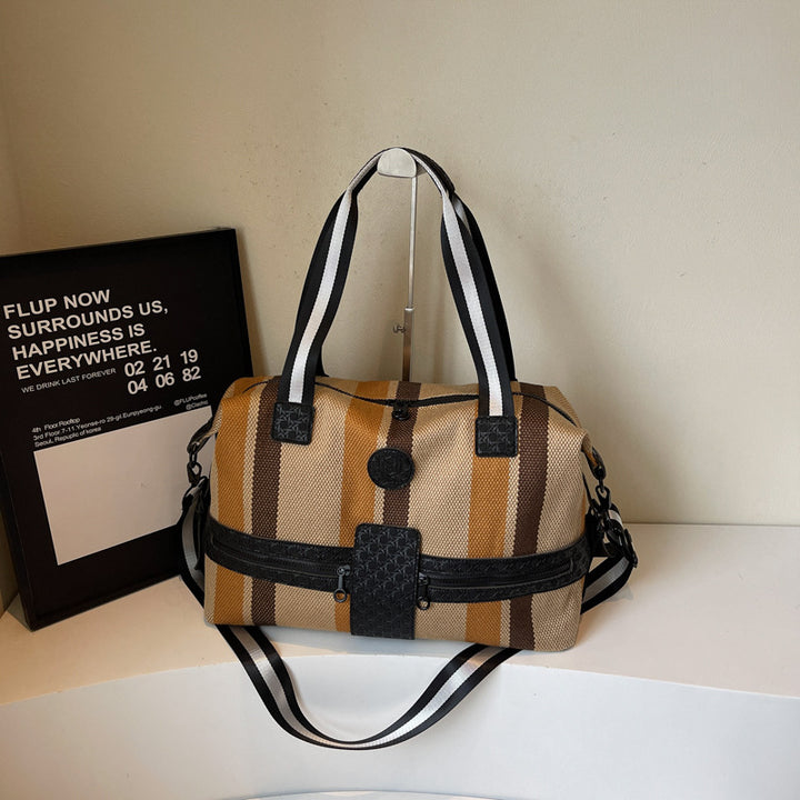 Stylish Striped Weekend Duffel Bag Bowlift
