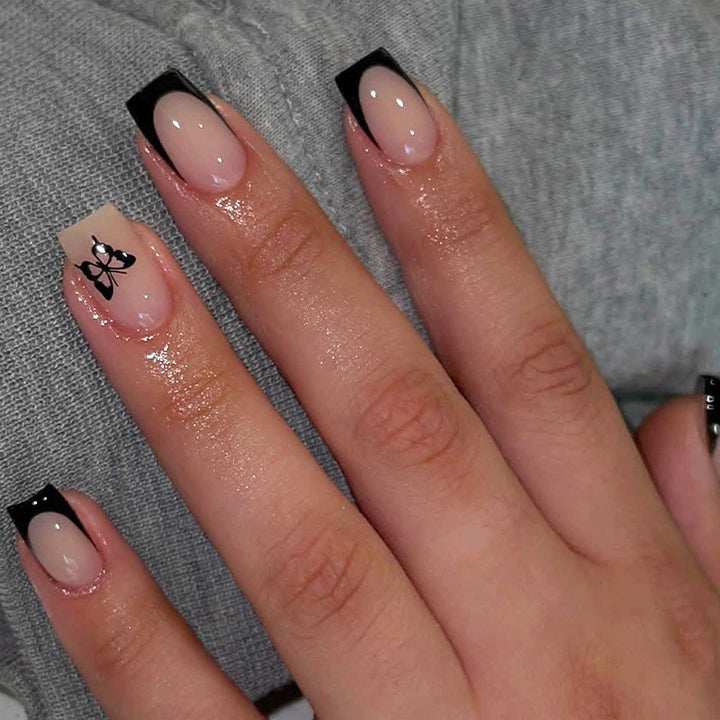 Artificial nail set with elegant butterfly designs Bowlift