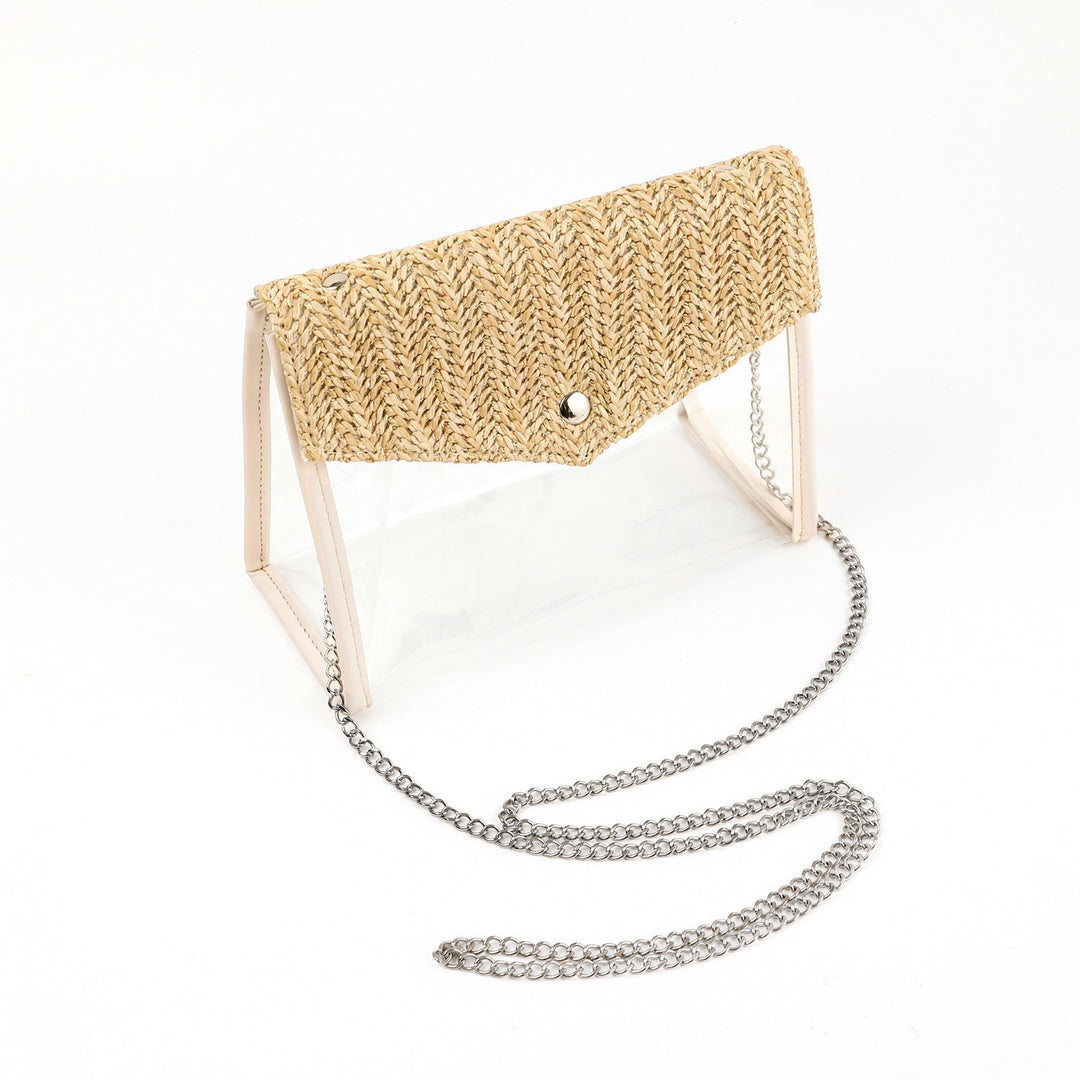 Elegant and Stylish Shoulder Bag Made of Spacious Transparent Material with Woven Lid Bowlift