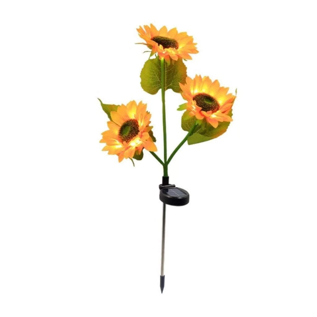 Solar-Powered Decorative Sunflower Garden Stake With Multi-Bloom LED Waterproof Panel Bowlift
