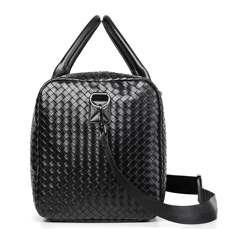 Woven Leather Weekend Duffel Bag Bowlift