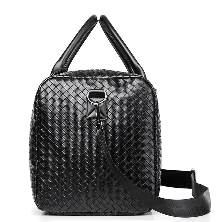 Woven Leather Weekend Duffel Bag Bowlift