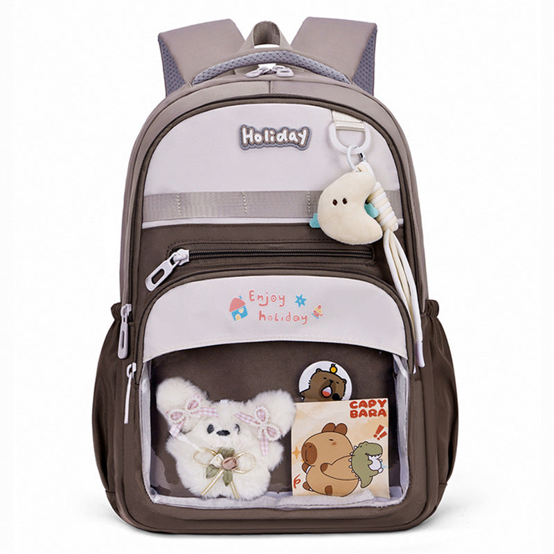 Playful school backpack with transparent compartment and creative accents Bowlift