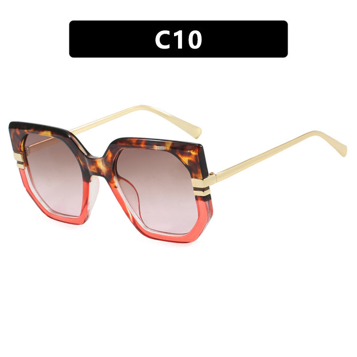Women's geometric sunglasses with luxurious gold frame and polarized lenses Bowlift