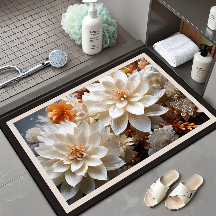 Floral Patterned Comfort Bath Mat Bowlift