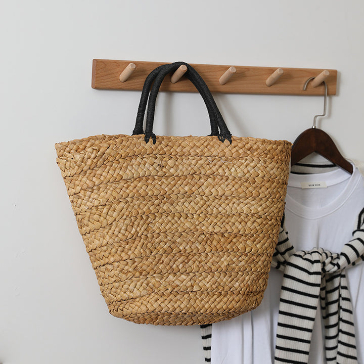 Elegant Basket Bag with Contrast Handles Bowlift