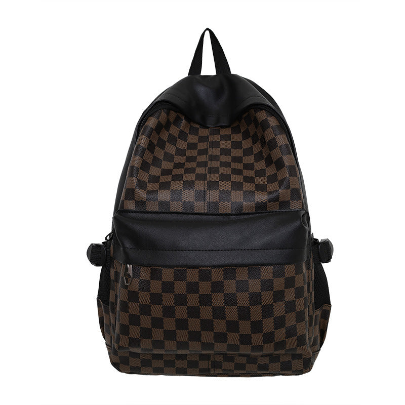 Stylish Checked Pattern Backpack Bowlift