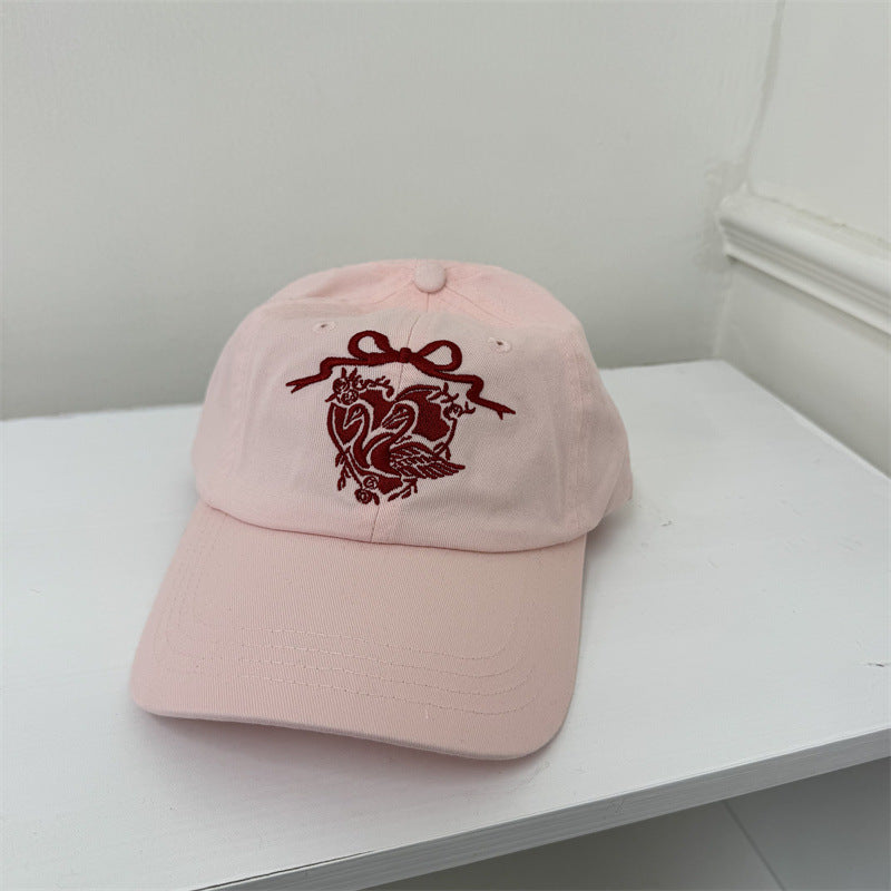 Women's Embroidered Swan-Themed Baseball Cap Bowlift
