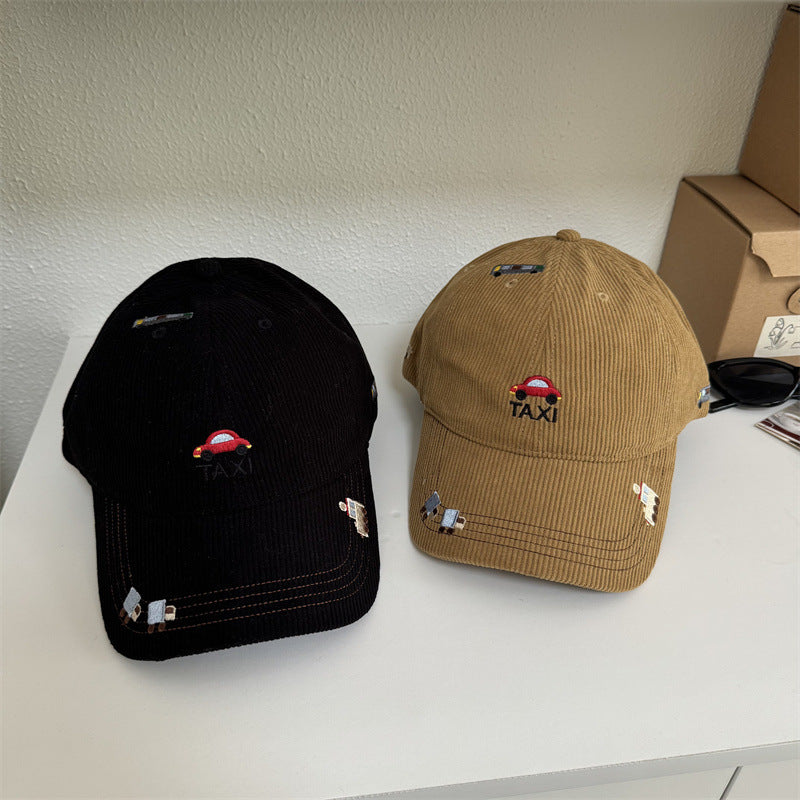 Men's Corduroy Taxi Embroidered Baseball Cap Bowlift