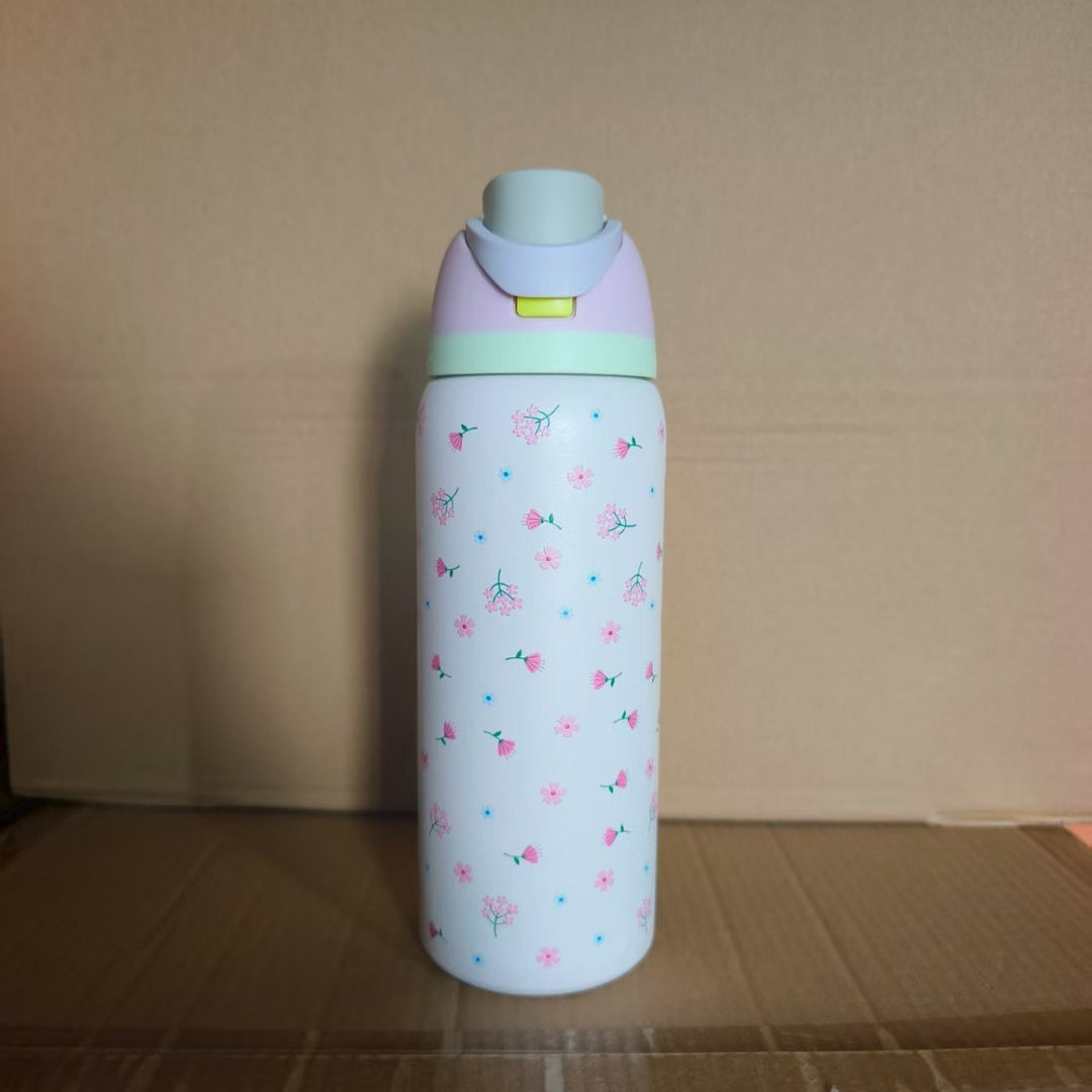 Insulated Stainless Steel Vacuum Water Bottle With One-Touch Flip Lid And Leakproof Safety Lock