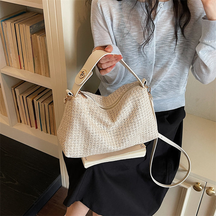 Elegant Straw Bag with Removable Shoulder Strap Bowlift