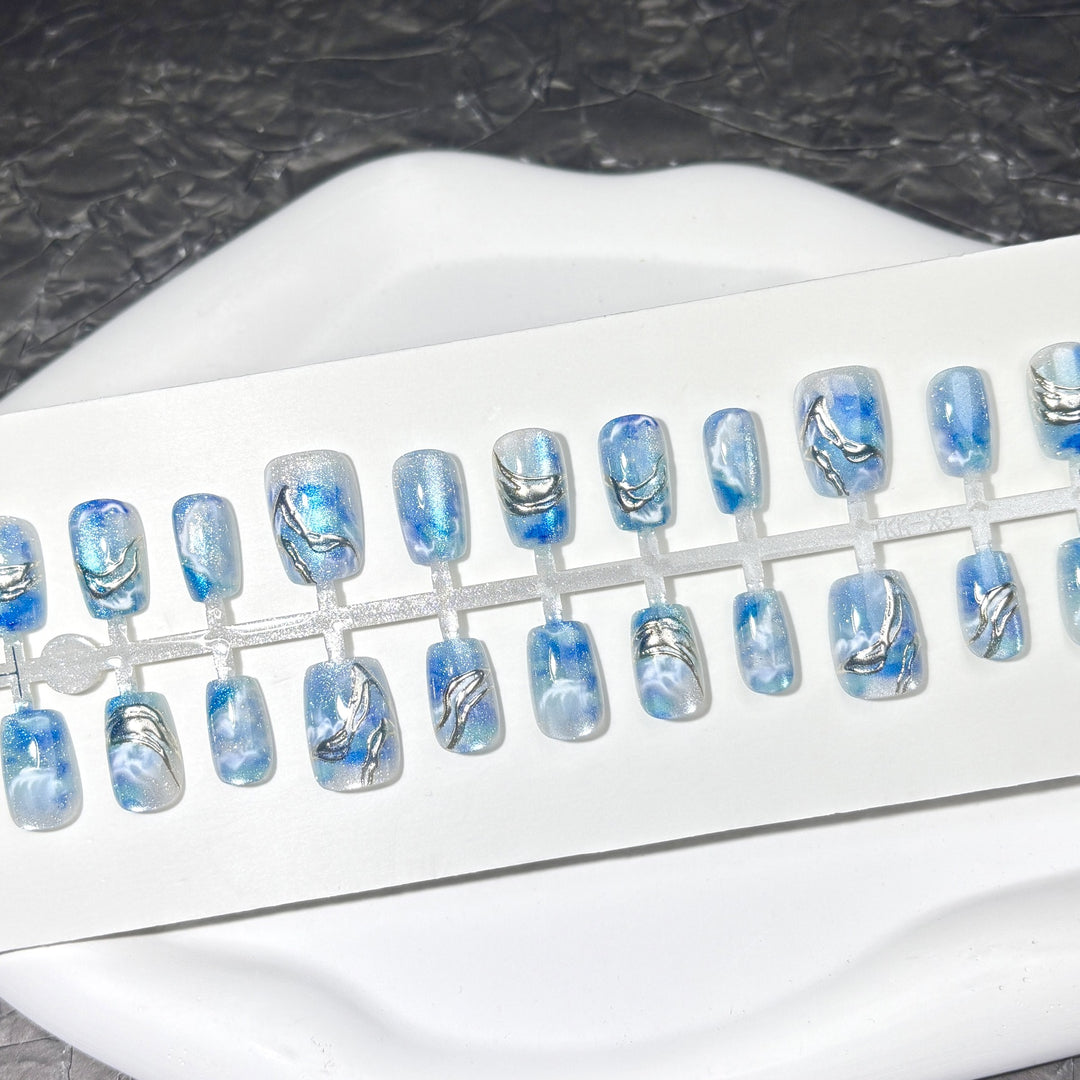 Ocean-Inspired Decorative Press-On Nail Set