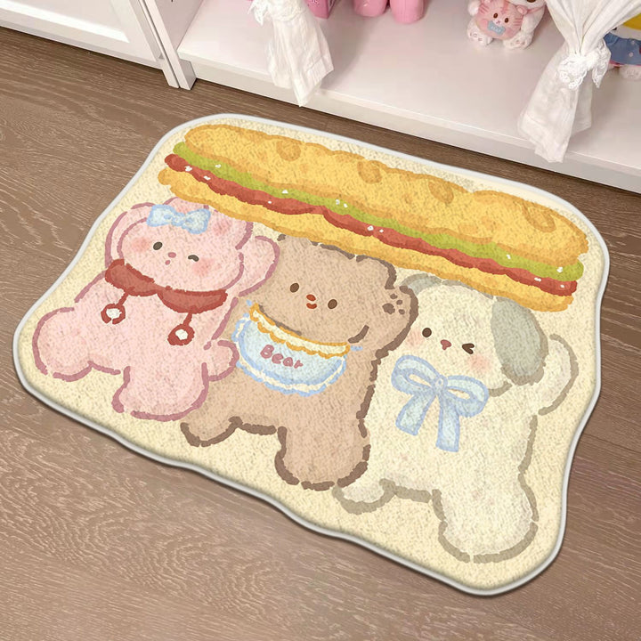 Children's Playful Cat-Shaped Area Mat Bowlift