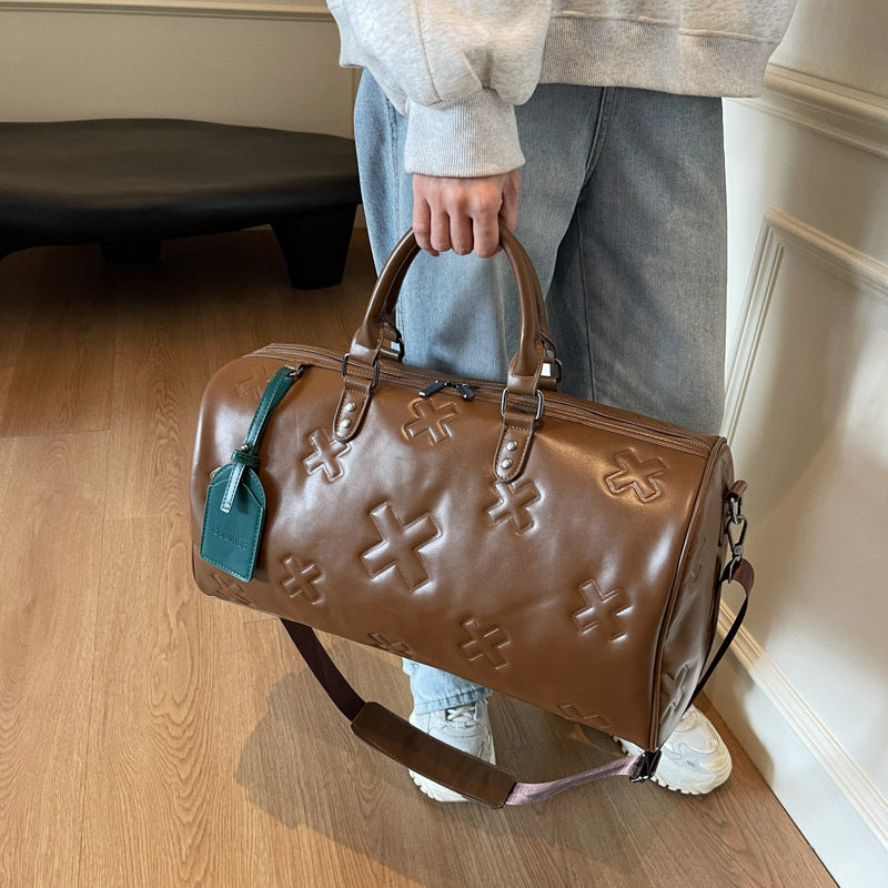 Durable Leather Weekend Duffel Bag Bowlift