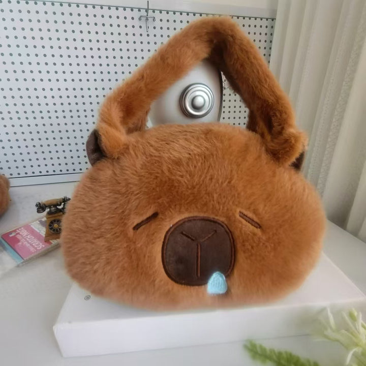 Plush Shoulder Bag with Cute Animal Motif Bowlift