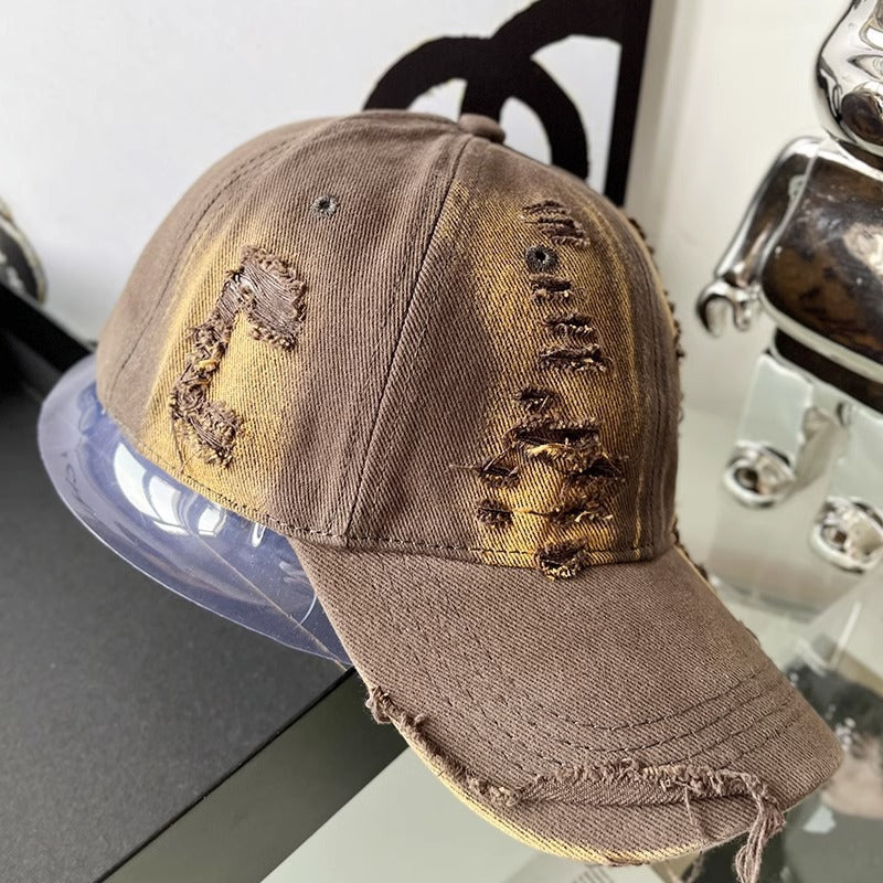 Women's Distressed Vintage-Inspired Baseball Cap Bowlift