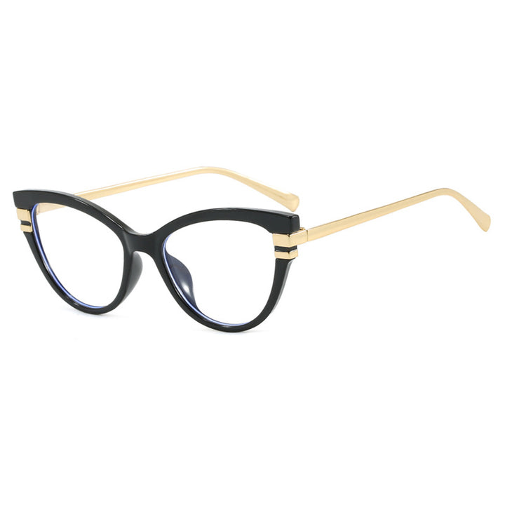 Ladies Cat-Eye Sunglasses with Elegant Plastic Frame and Golden Accents Bowlift