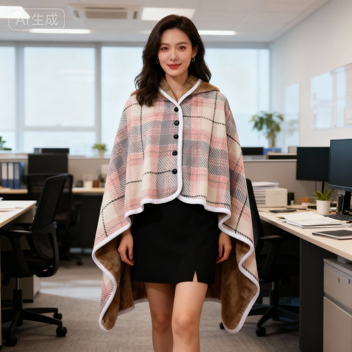 Women Comfortable Throw Blanket with Checkered Pattern Bowlift