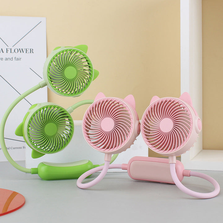 Women's Wearable Neck Fan with Dual Rotating Blades Bowlift