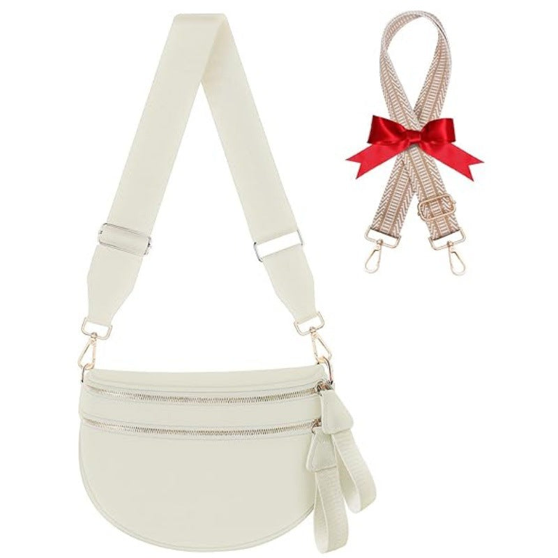 Fashionable crossbody bag with removable shoulder strap and double zipper Bowlift