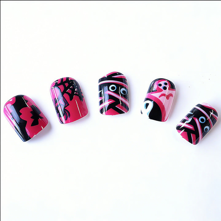 Halloween Artificial Nails with Playful Designs and Glitter Details Bowlift