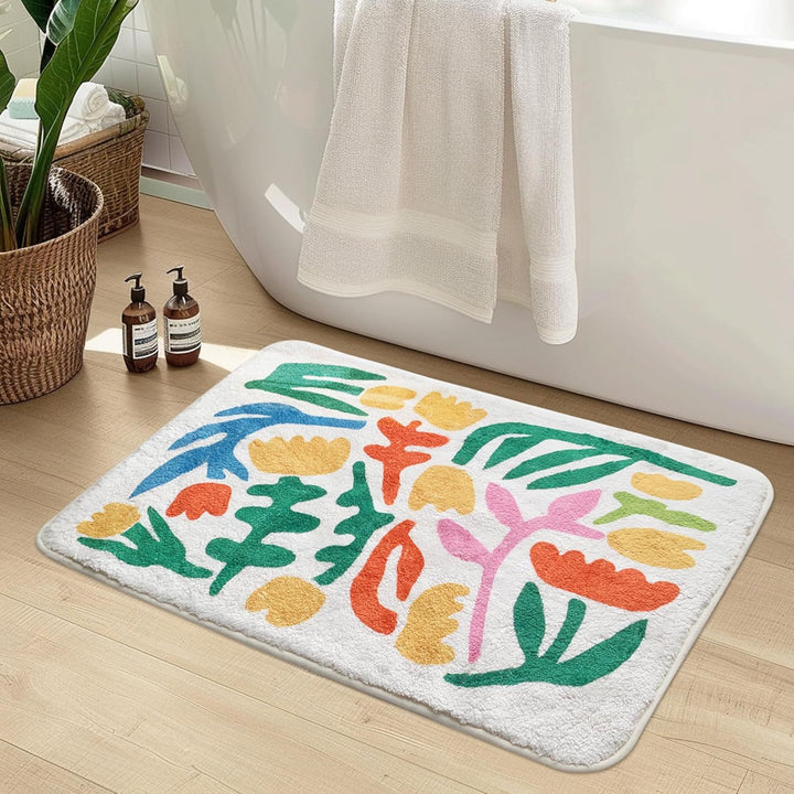 Luxurious Floral Design Bath Mat Bowlift