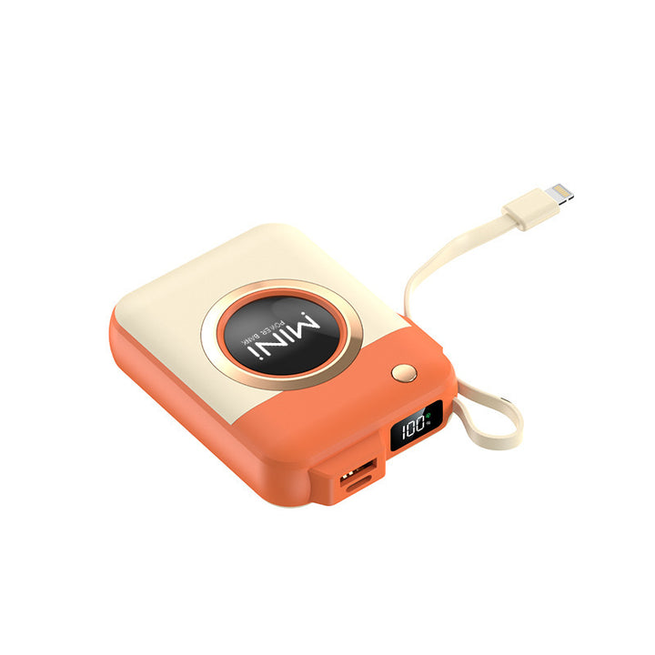 Portable Mini Power Bank with Integrated Charging Cable and Innovative Design Bowlift