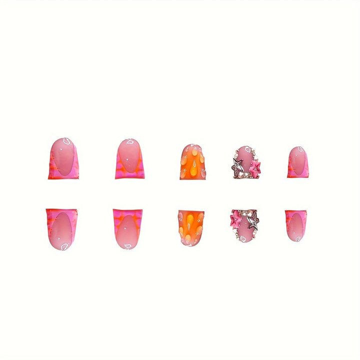 Artistic Press-On Nail Extensions with Summer Theme Bowlift