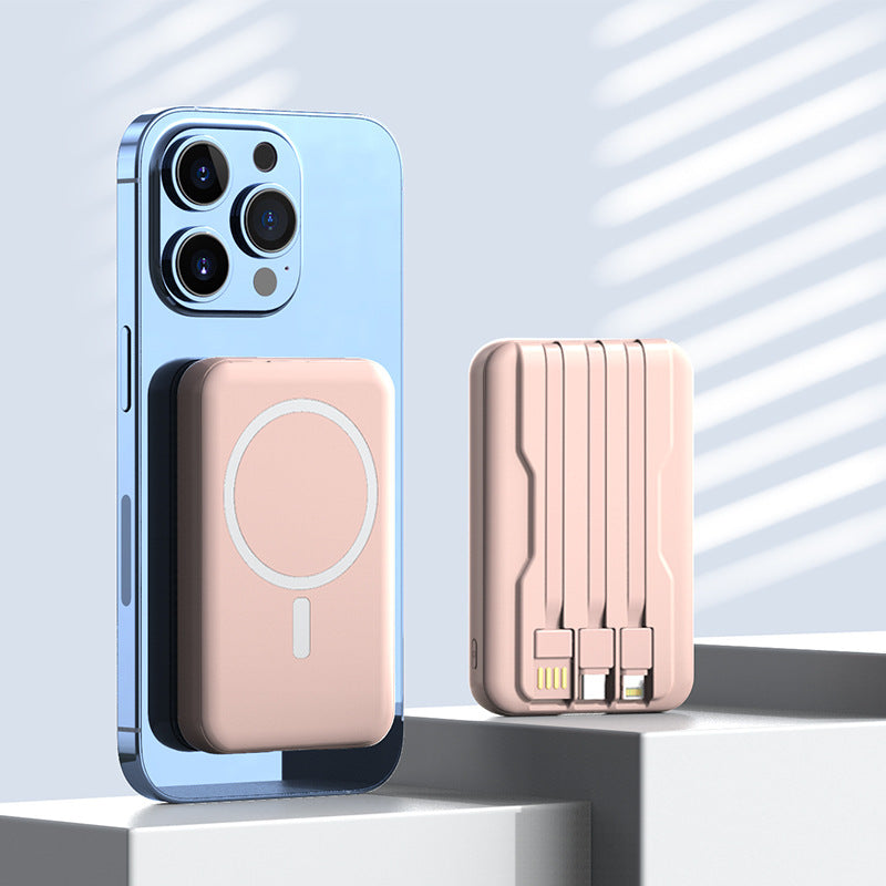 Portable Magsafe Powerbank with Integrated Charging Cable Bowlift