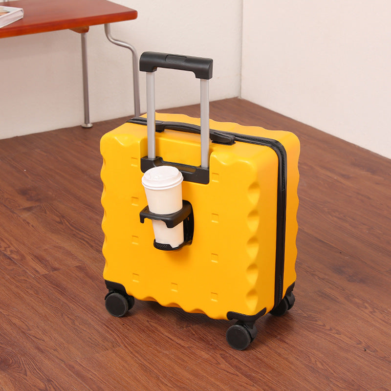 Unisex Compact Hard-Shell Rolling Suitcase with Cup Holder Bowlift