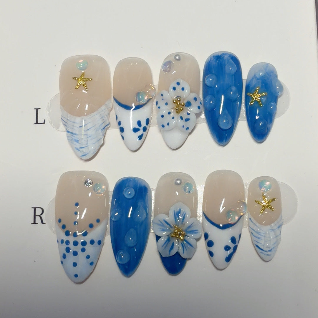 Coastal Themed Press-On Nail Art Set
