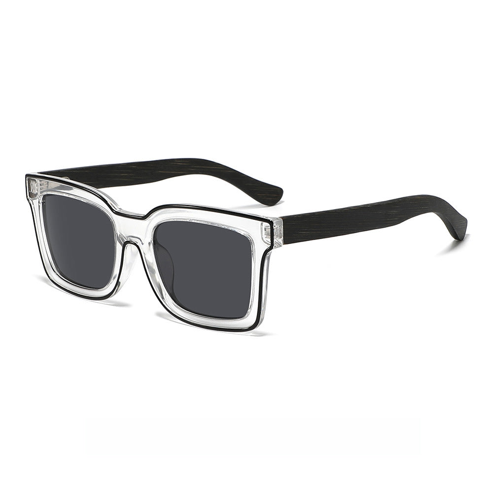 Rimless oversized cat eye polarized sunglasses with wood-effect temples Bowlift