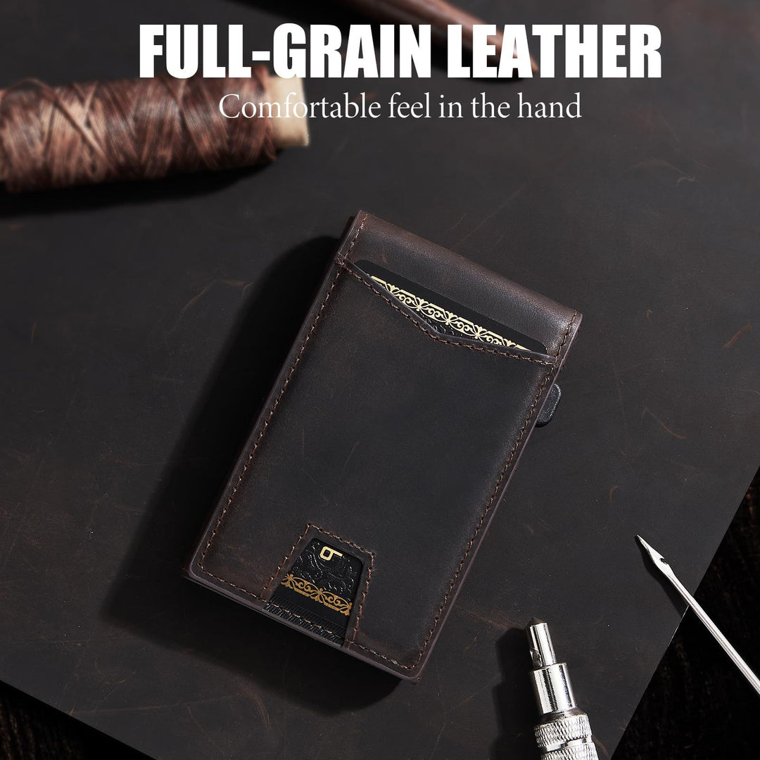 RFID-Blocking Leather Wallet with Money Clip Bowlift