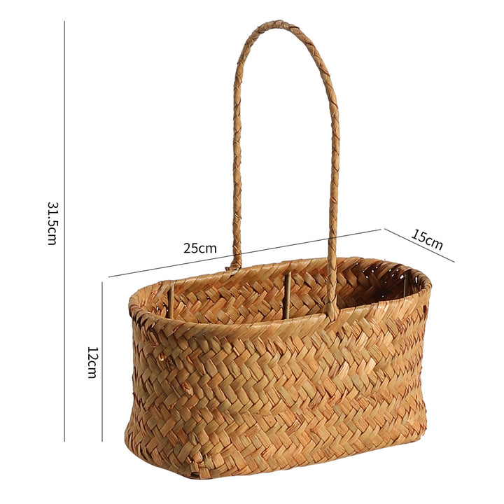Handwoven Natural Fiber Carrying Basket Bowlift