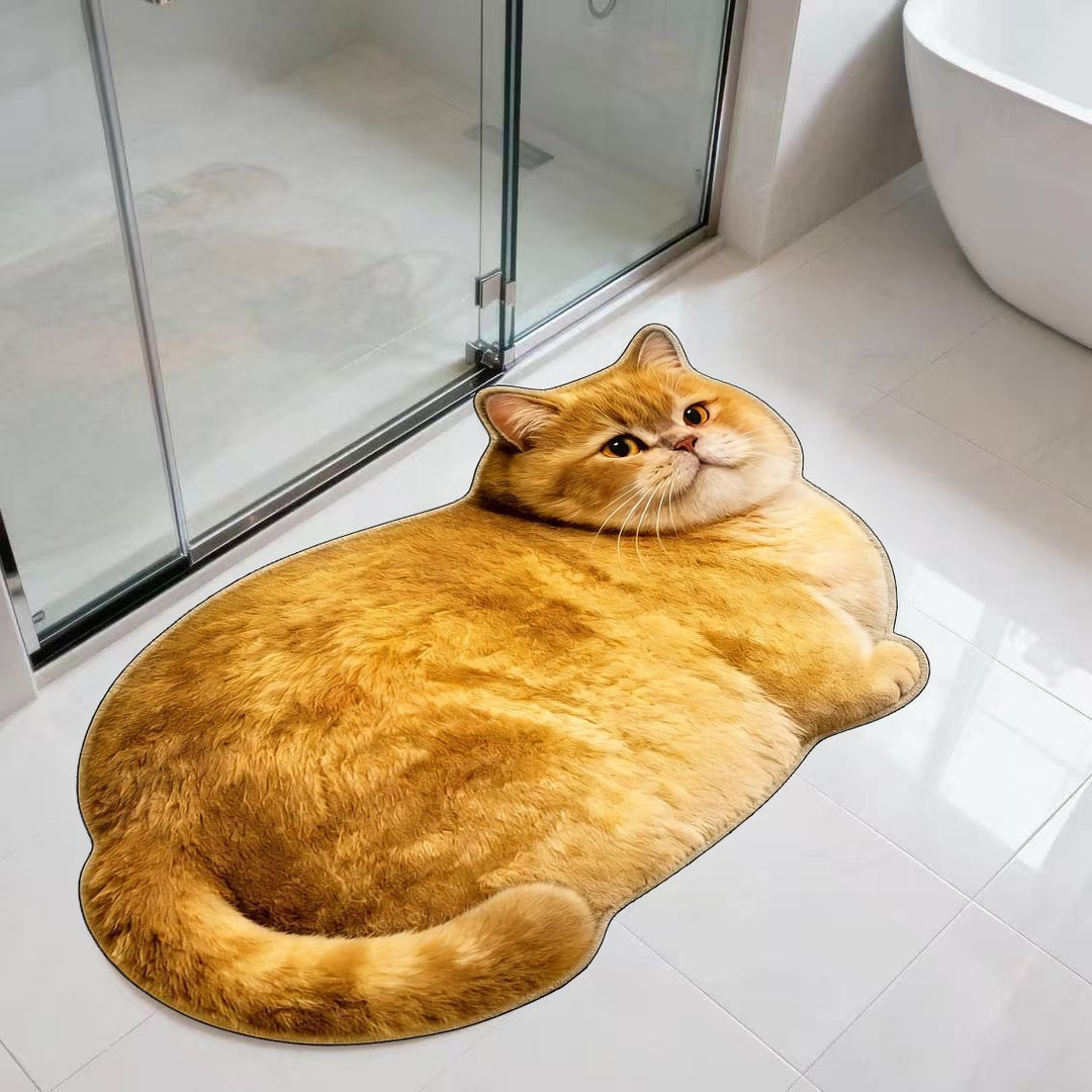 Cute Cat-Shaped Plush Bath Mat Bowlift
