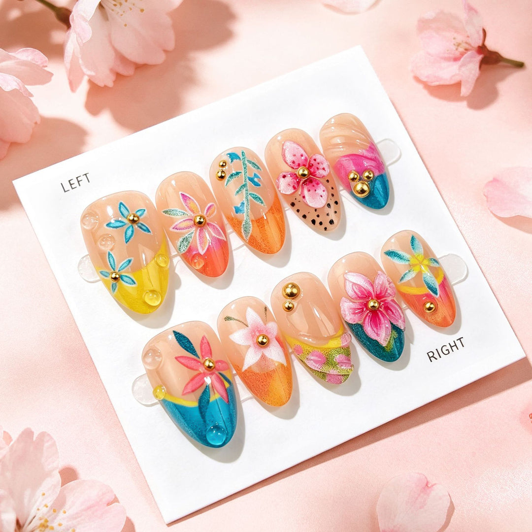 Decorative Floral Art Press-On Nails Bowlift