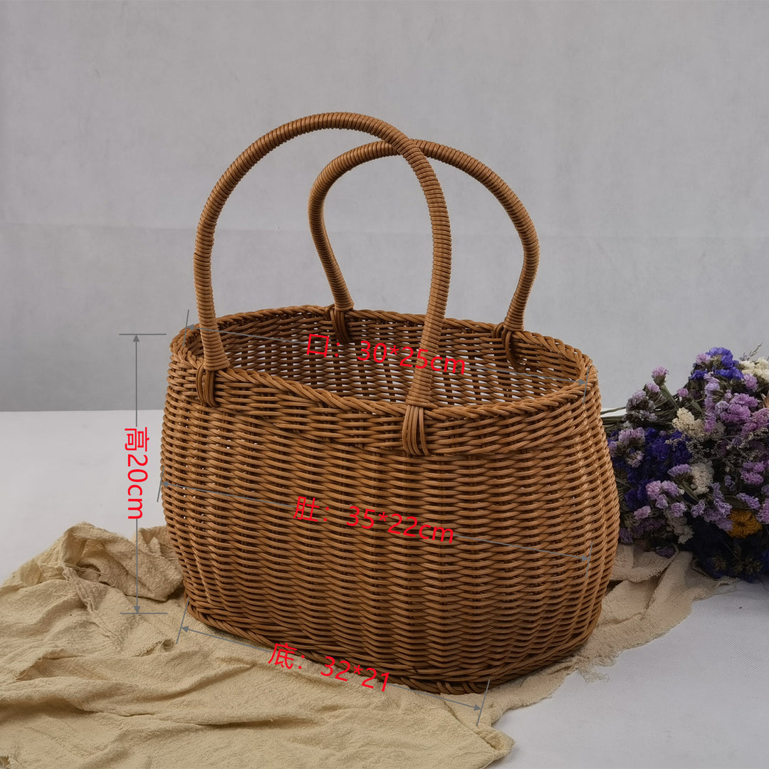 Woven Storage Basket with Sturdy Carry Handles