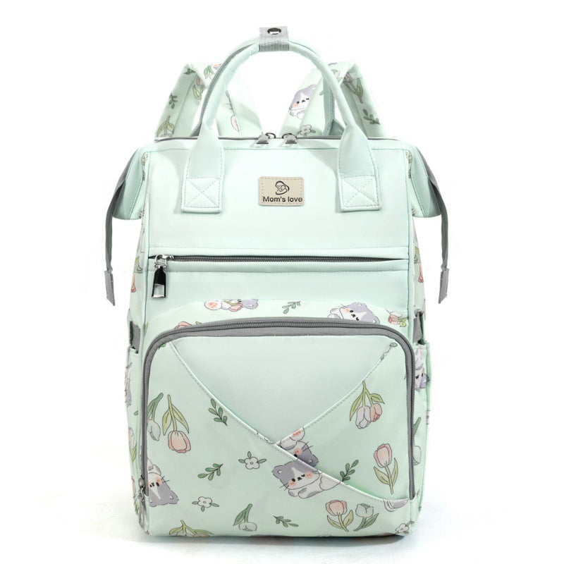 Playful Floral Print Diaper Backpack Bowlift