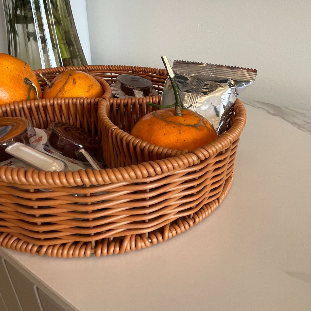 Women's leather storage basket with compartments Bowlift