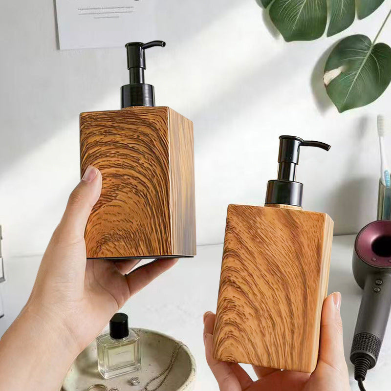 Wooden-Texture Rectangular Liquid Soap Dispenser with Pump Bowlift