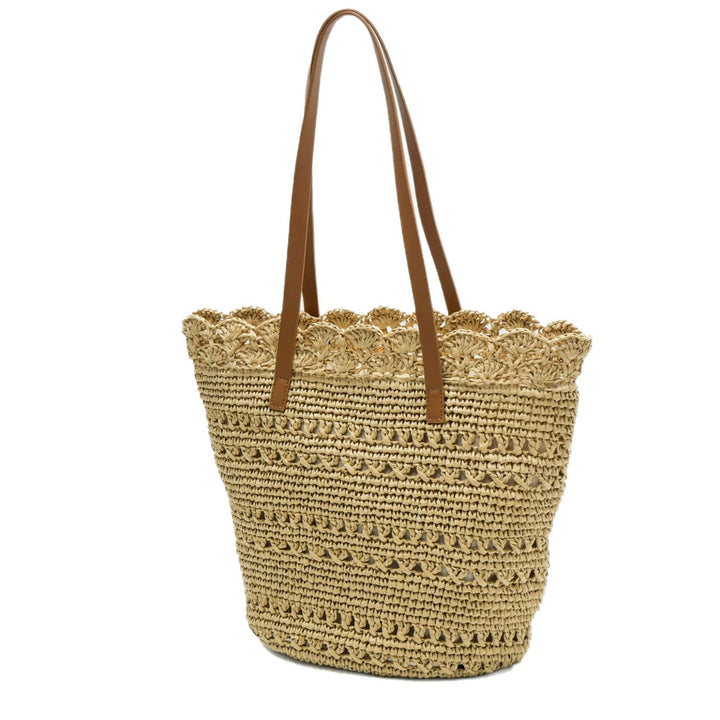 Handwoven tote bag with floral details Bowlift