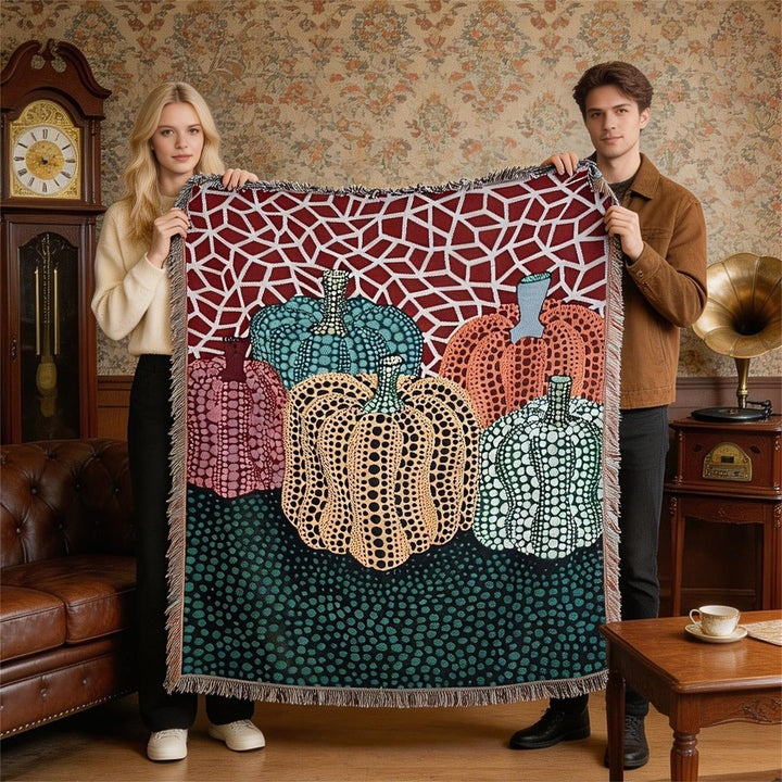 Decorative Pumpkin-Themed Throw Blanket