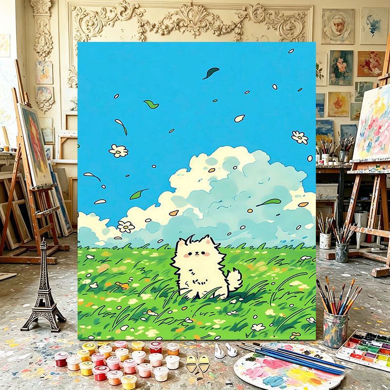 Playful Cat Illustration Art Print Bowlift