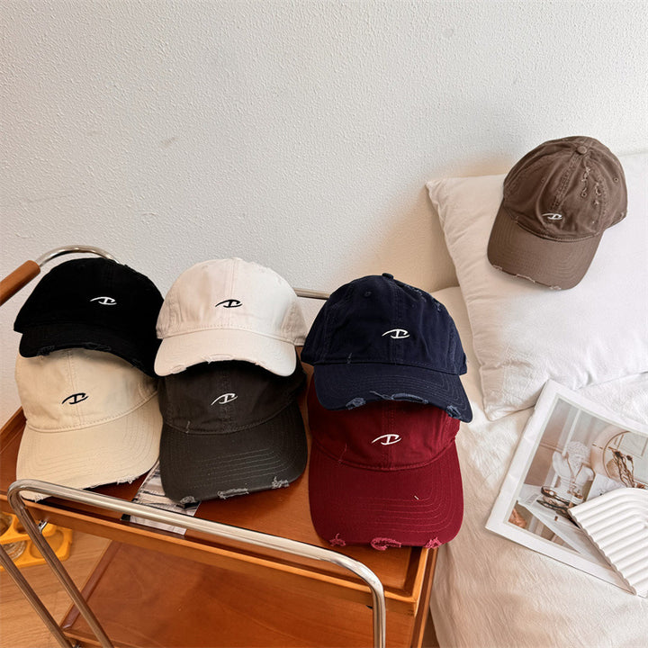Men's Distressed Cotton Baseball Cap Bowlift